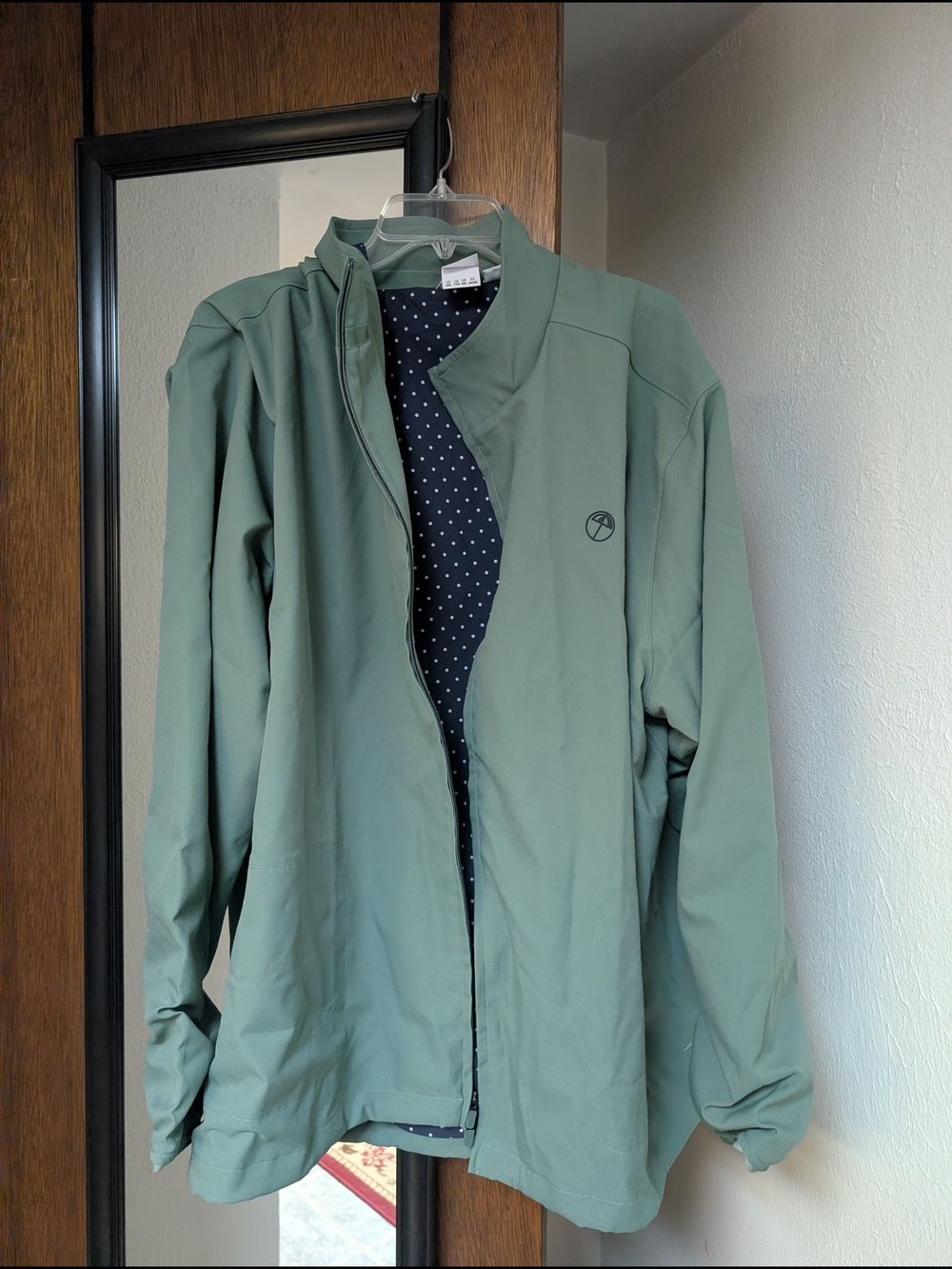 Arnold Palmer Puma Sage Green Lightweight Jacket with Polka Dot Lining